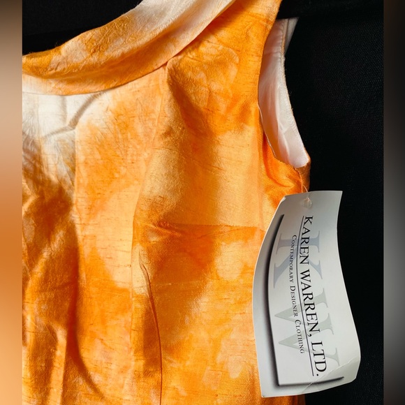 Karen Warren Silk Shift Dress Orange Sunburn Size 4 - Picture 4 of 6